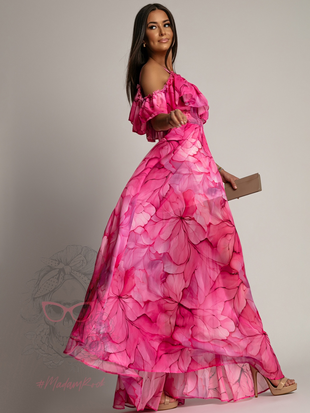 Sukienka maxi NB Salip różowa w kwiaty