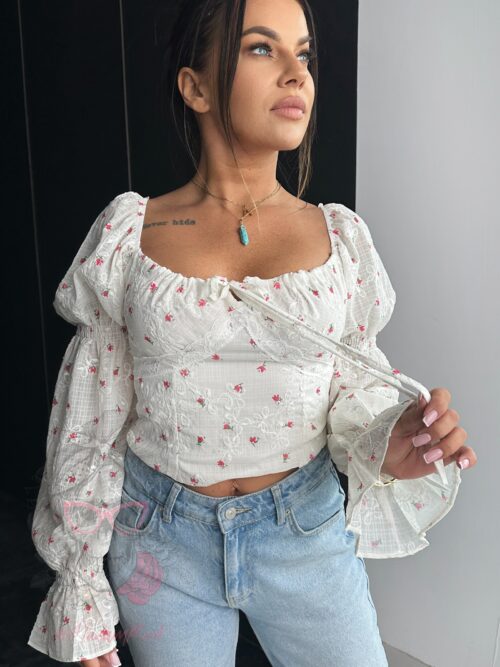 Bluzka hiszpanka Santoto beżowa pink