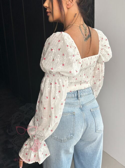 Bluzka hiszpanka Santoto beżowa pink