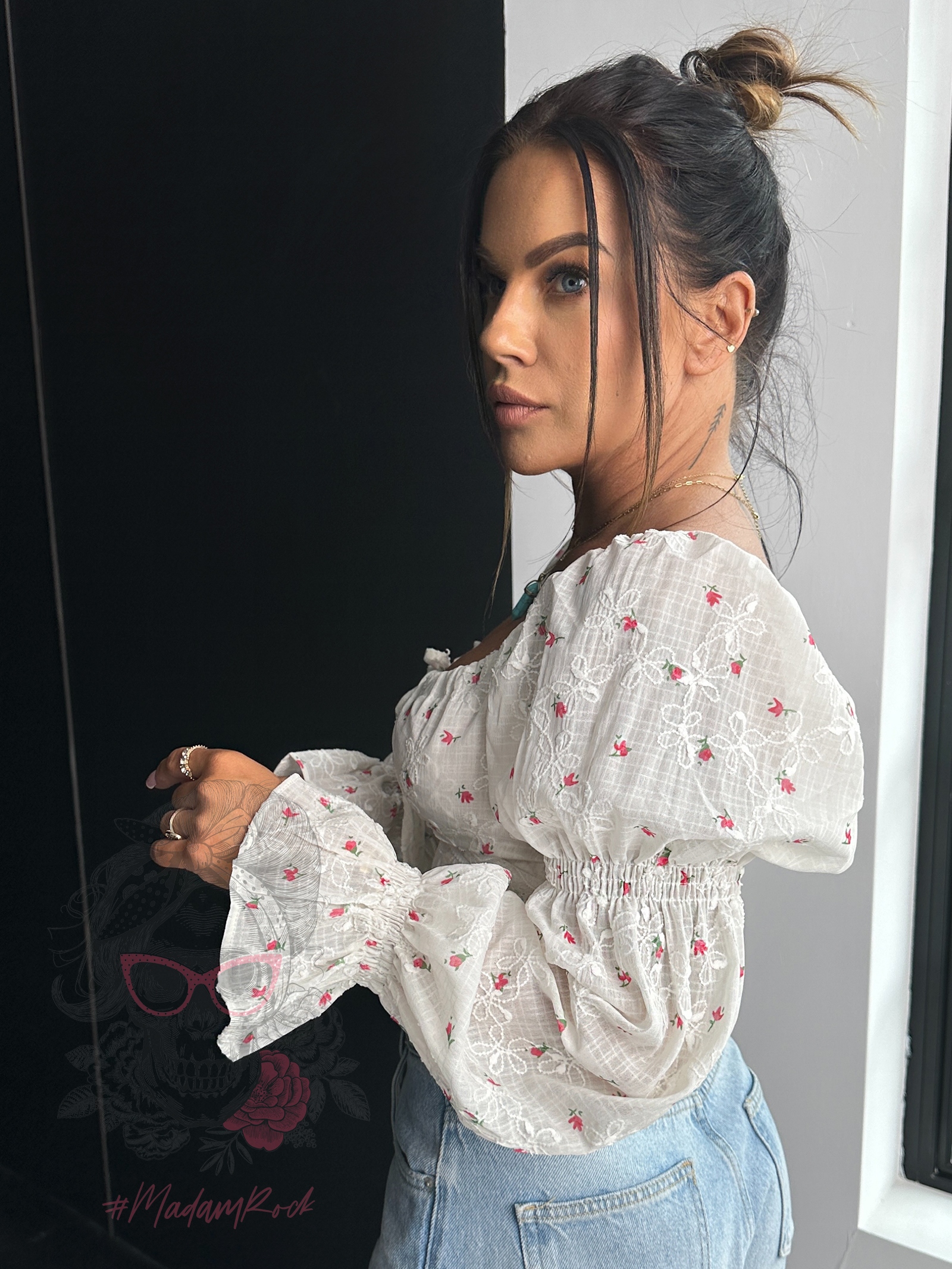 Bluzka hiszpanka Santoto beżowa pink Bluzka hiszpanka Santoto beżowa pink