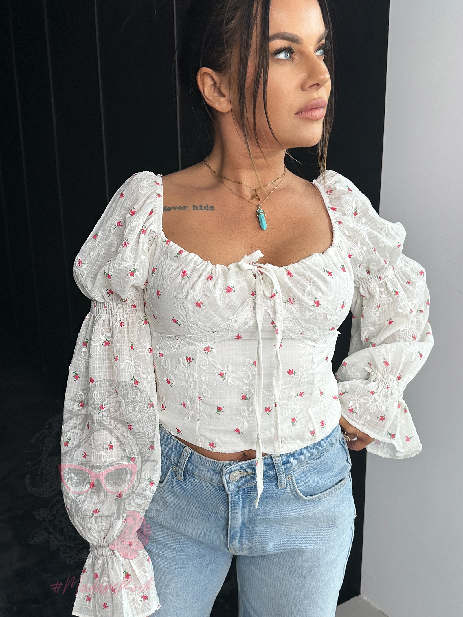 Bluzka hiszpanka Santoto beżowa pink Bluzka hiszpanka Santoto beżowa pink