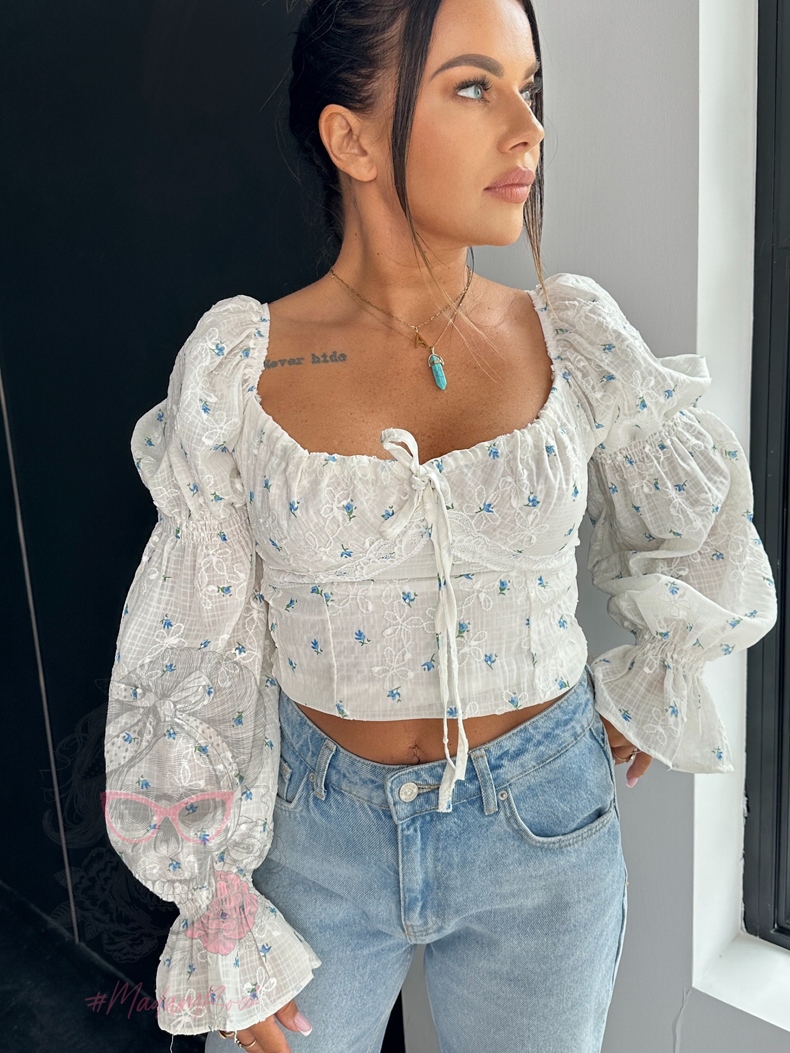 Bluzka hiszpanka Santoto beżowa blue