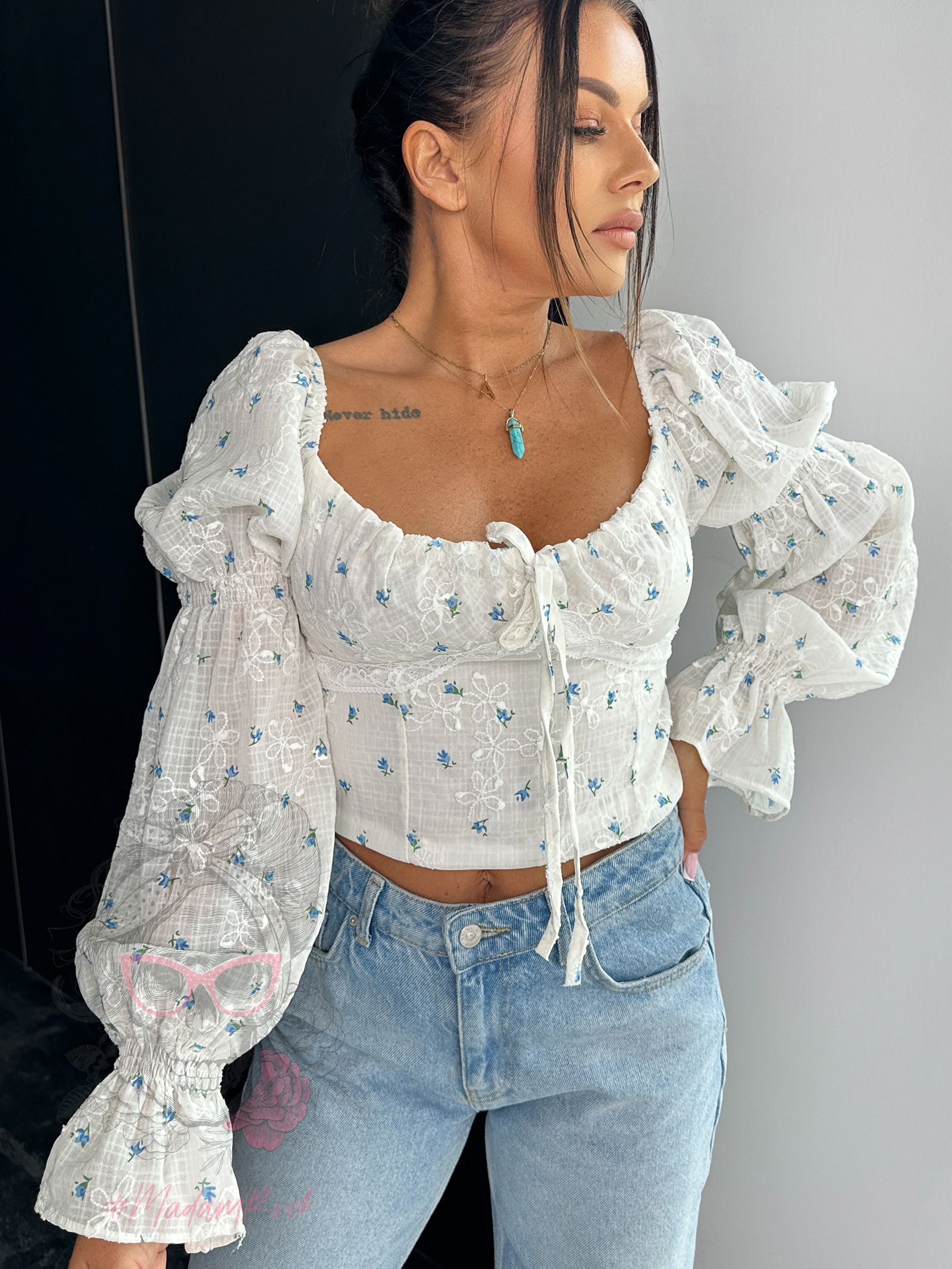 Bluzka hiszpanka Santoto beżowa blue