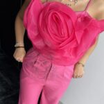 Komplet elegancki top + spodnie Soel fuksja