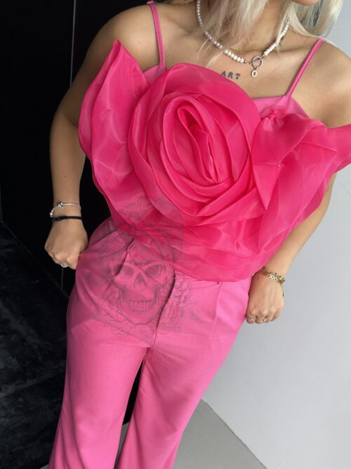 Komplet elegancki top + spodnie Soel fuksja