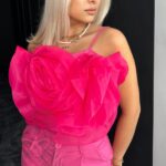 Komplet elegancki top + spodnie Soel fuksja