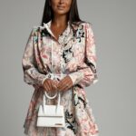 Sukienka koszulowa Caily czarno- pudrowa