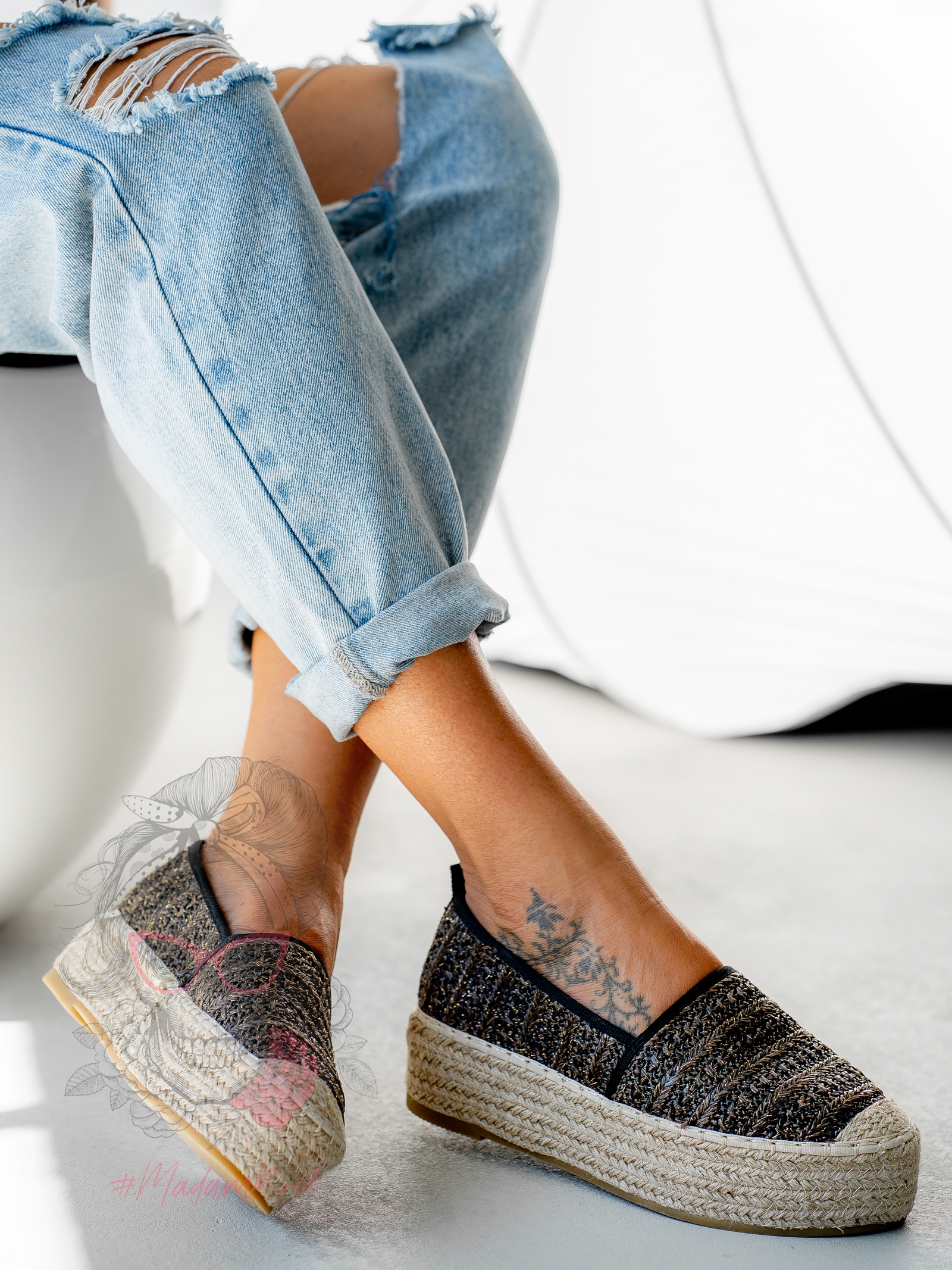 Espadryle na platformie Lady Laki czarne