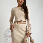 Komplet prążkowany Gefis beżowy