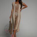 Sukienka ażurowa Alohi midi złota