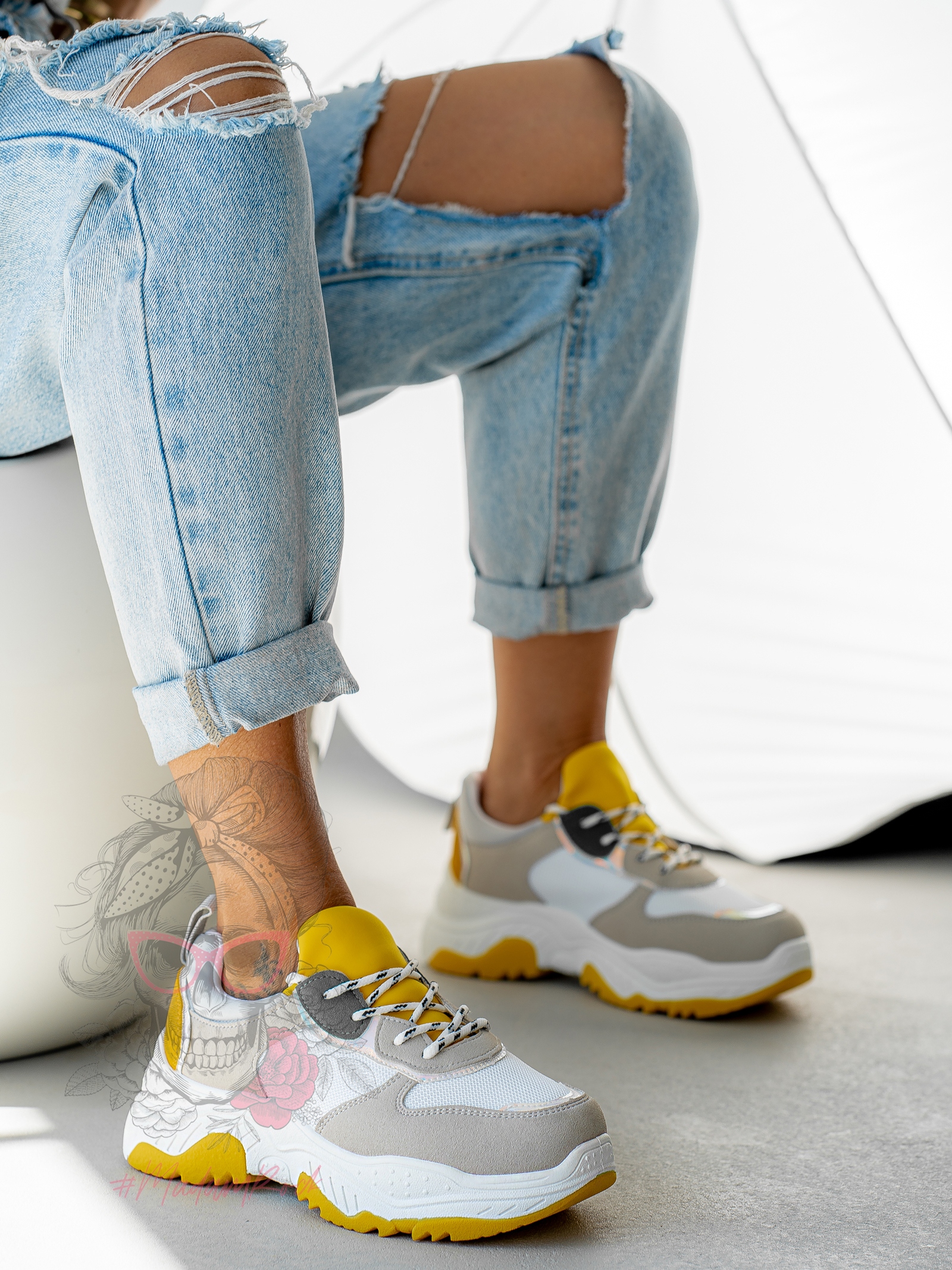 Buty sportowe Madam Gummi białe yellow Buty sportowe Madam Gummi białe yellow