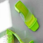 Klapki na klocku Erto Rock neonowe zielone