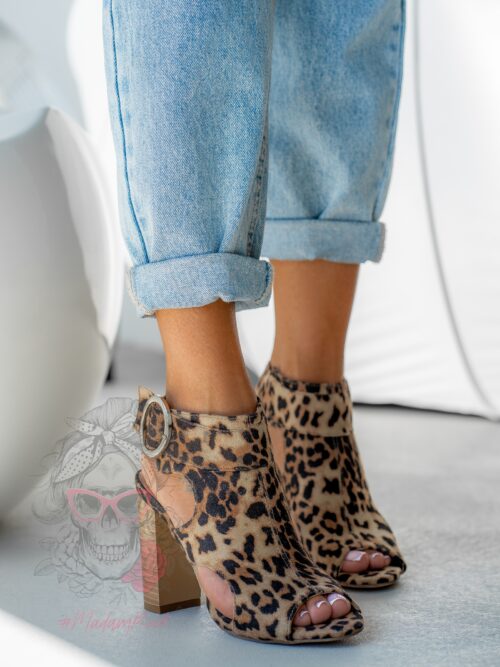 Botki z wycięciami Rock Aple panterka