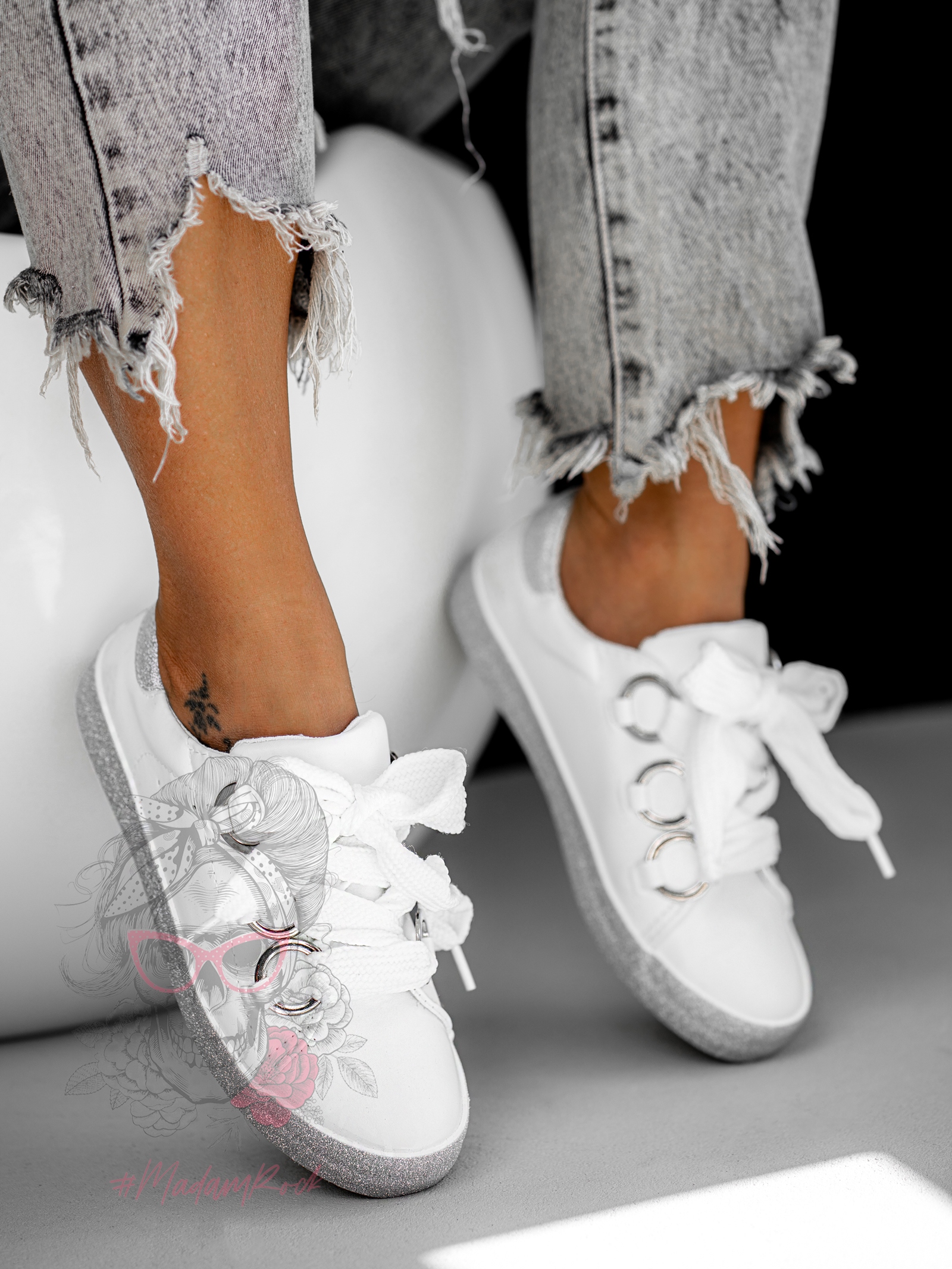 Trampki z kokardką Madam Brillar białe