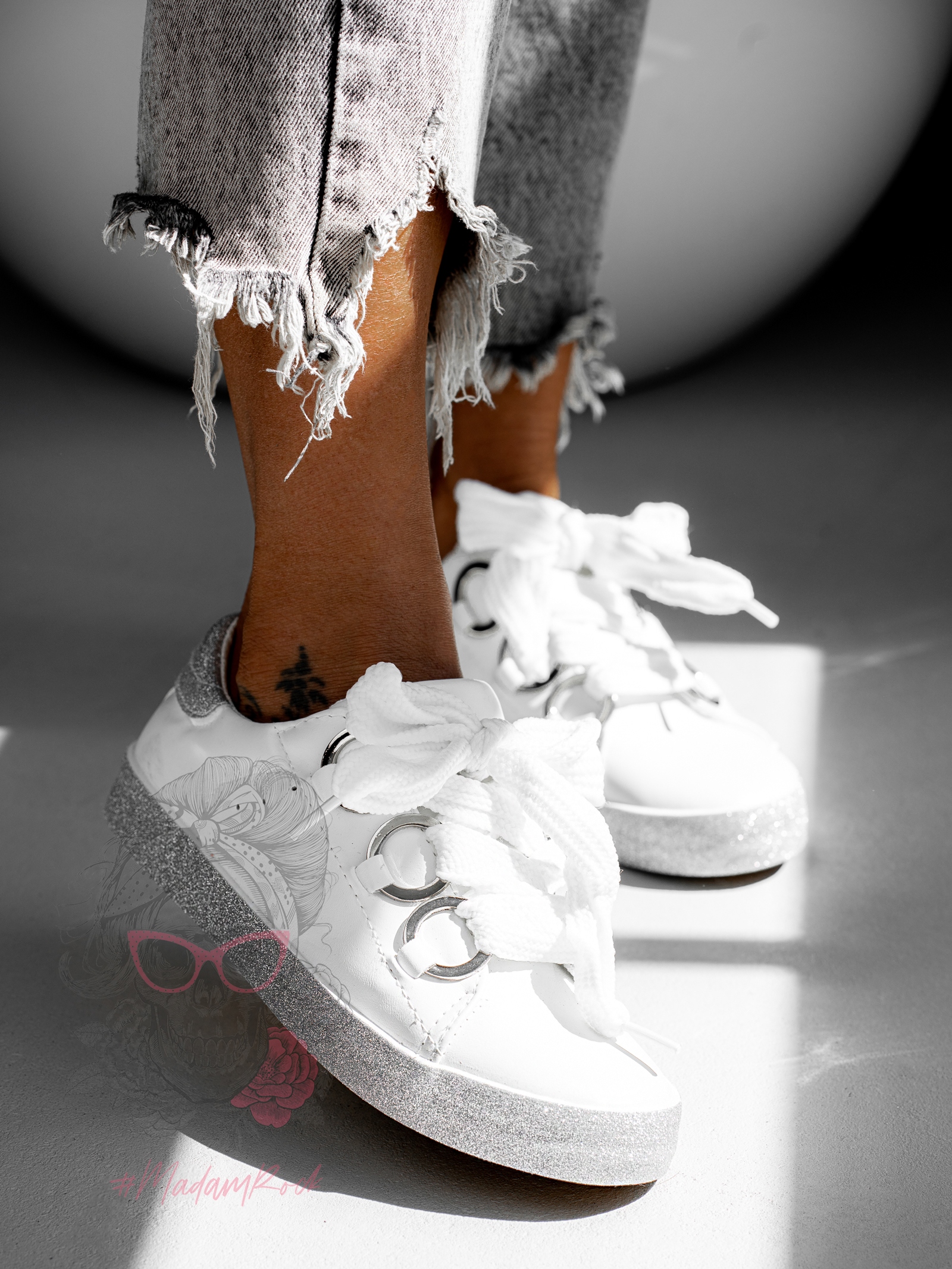 Trampki z kokardką Madam Brillar białe