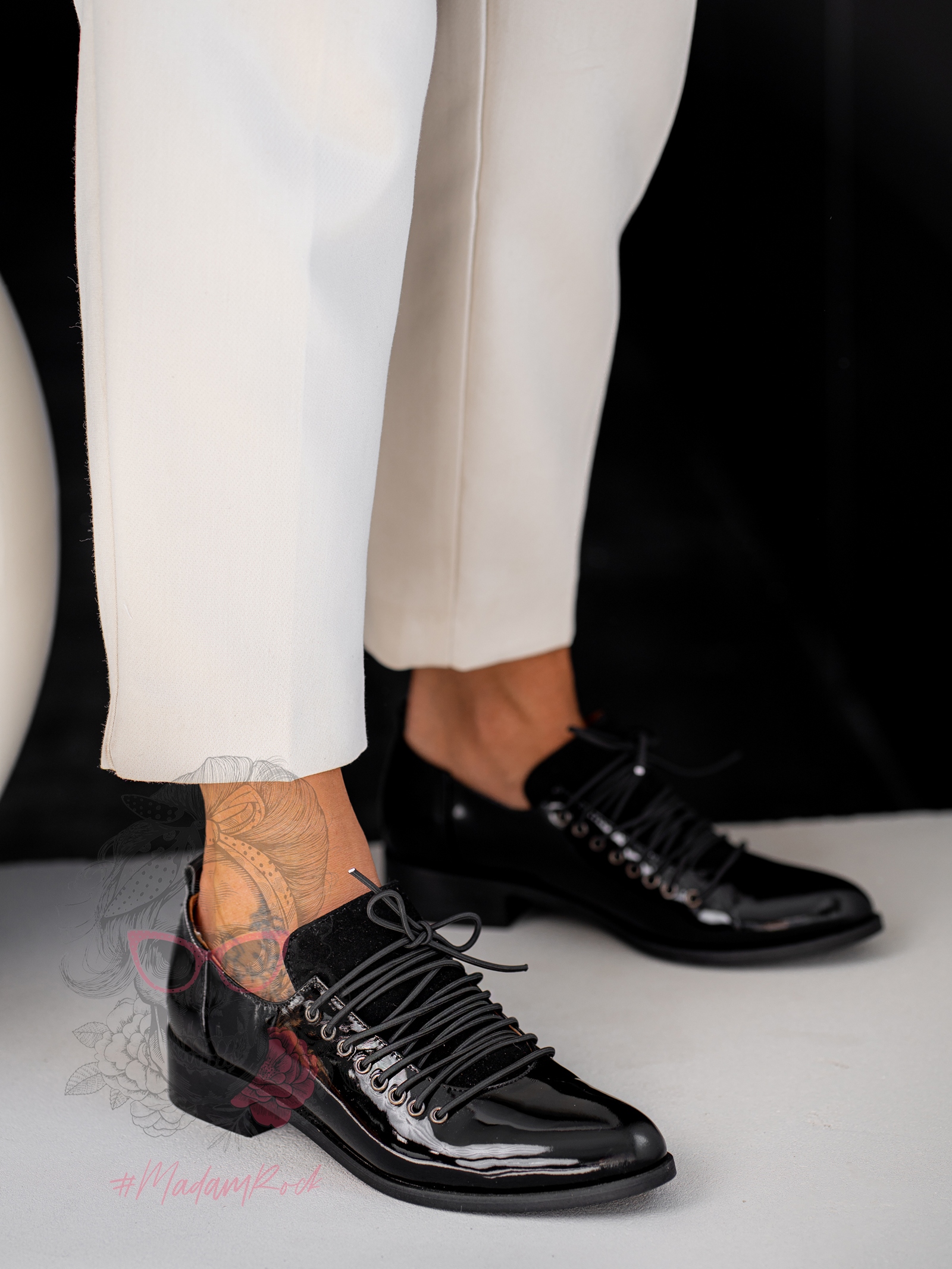 Półbuty skórzane lakierowane Rock Borar czarne