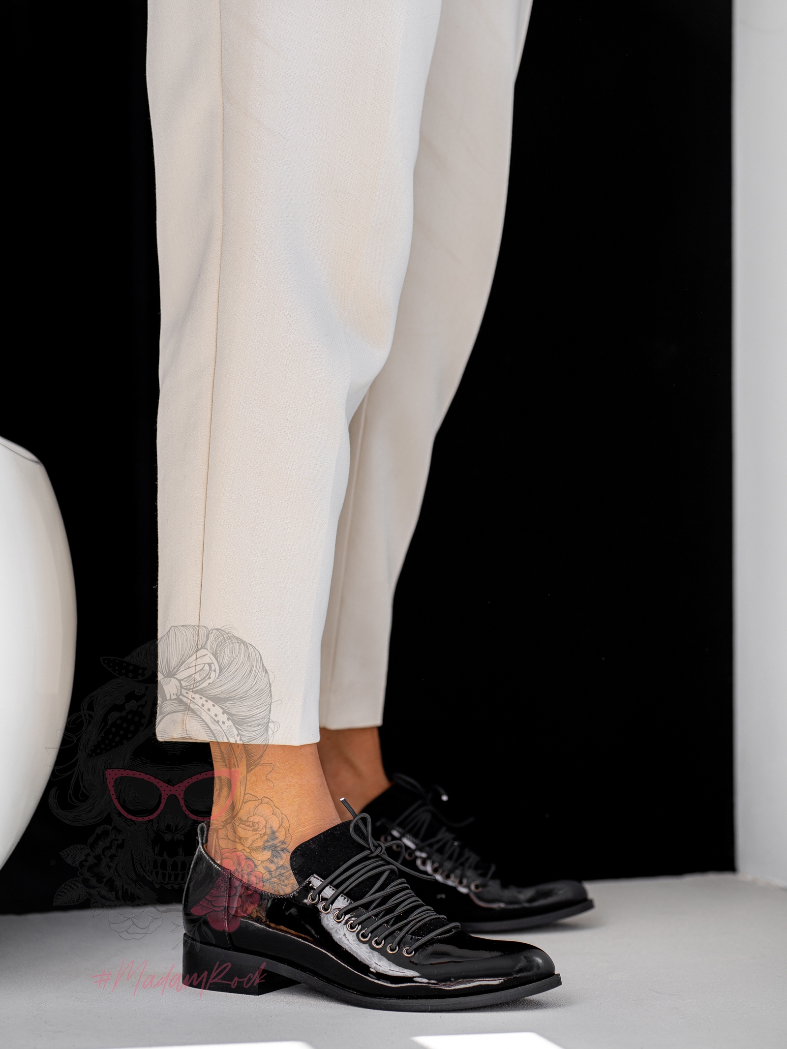 Półbuty skórzane lakierowane Rock Borar czarne