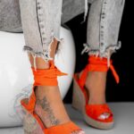 Espadryle koturny Madam Lagos pomarńczowe