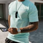 T-shirt męski z nadrukiem Feel Ola Voga miętowy