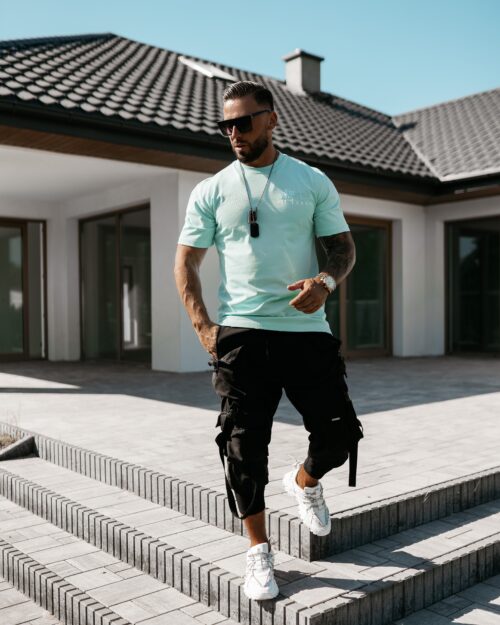 T-shirt męski z nadrukiem Feel Ola Voga miętowy