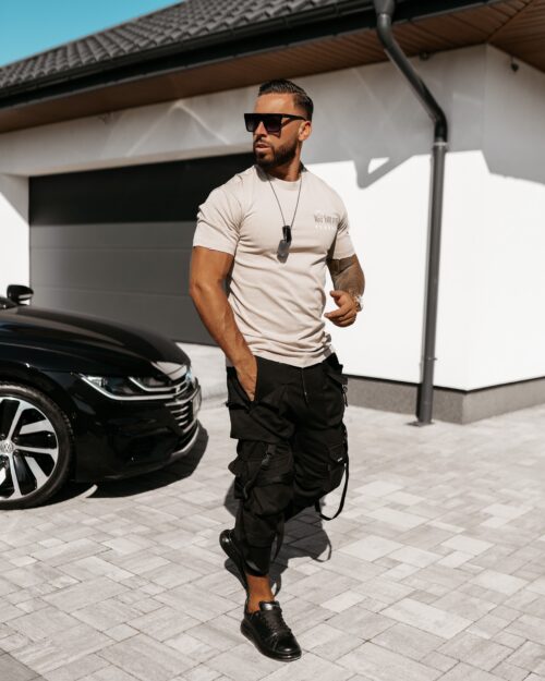 T-shirt męski z nadrukiem Feel Ola Voga beżowy