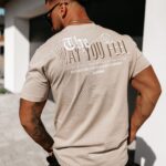 T-shirt męski z nadrukiem Feel Ola Voga beżowy
