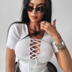 Bluzka z wiązaniem Elisium Ola Voga ecru