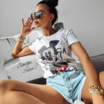 T-shirt z nadrukiem Carmine Ola Voga biały