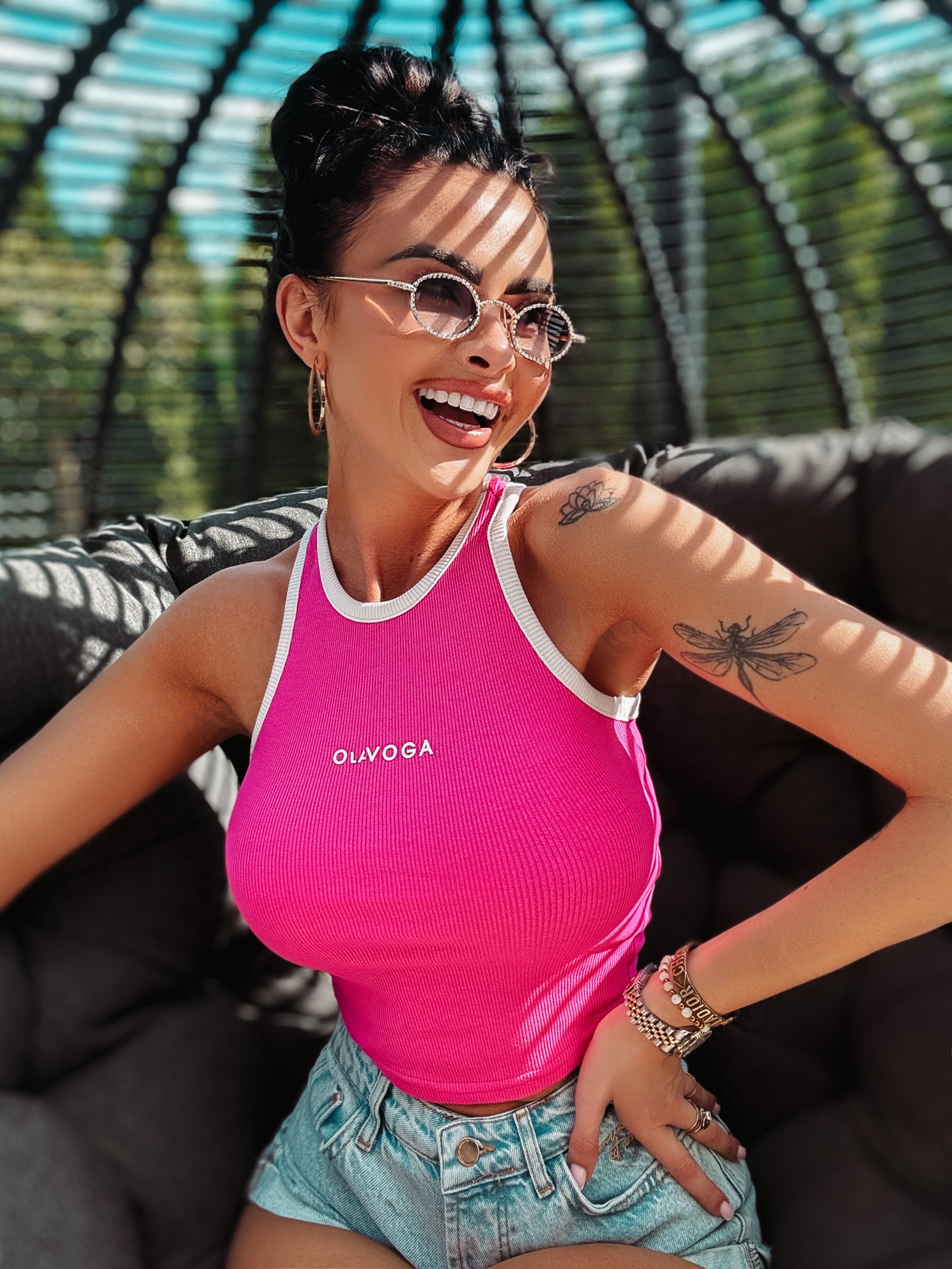 Top prążkowany Mintz Ola Voga amarantowy