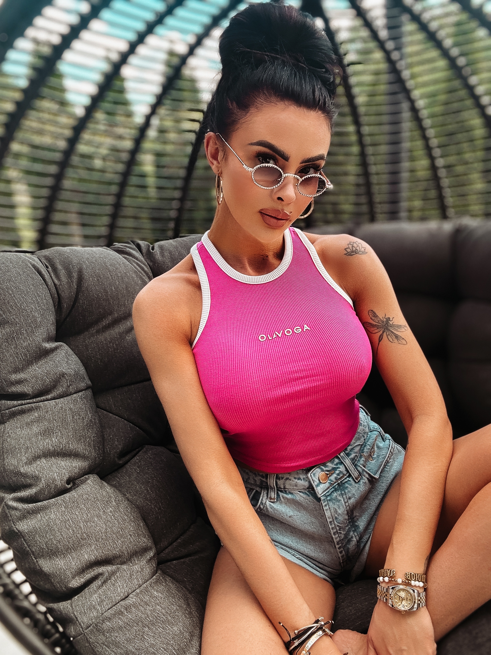 Top prążkowany Mintz Ola Voga amarantowy