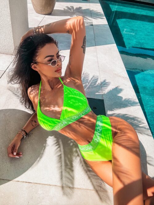 Kostium kąpielowy dwuczęściowy Sand Ola Voga limonkowy