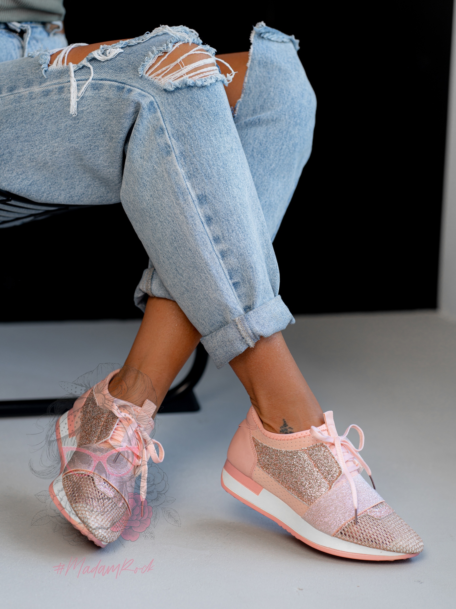 Buty sportowe Madam Fitness pudrowe