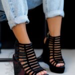 Sandały na koturnie Rock Cut czarne