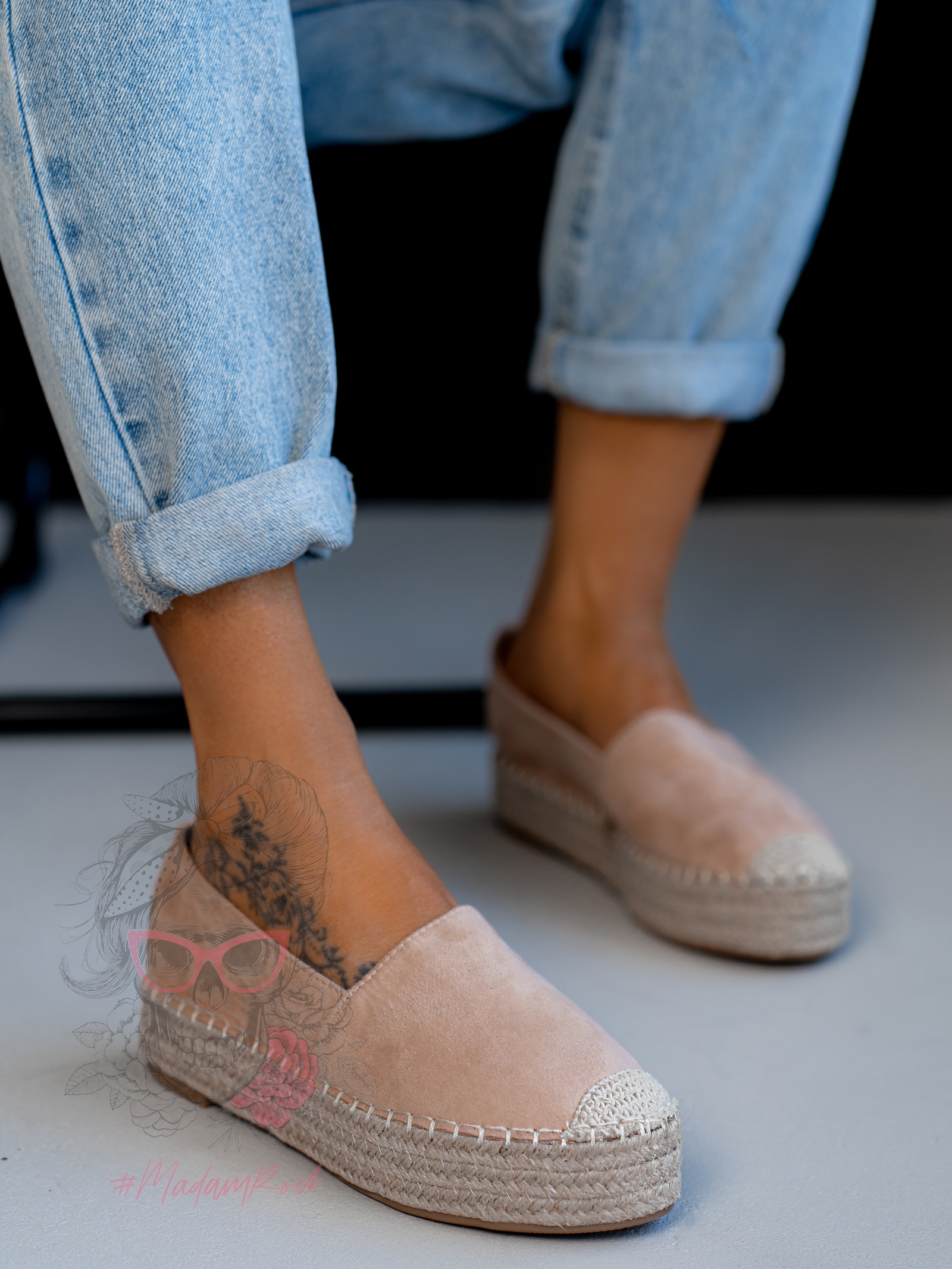 Espadryle na platformie Madam Teka beżowe