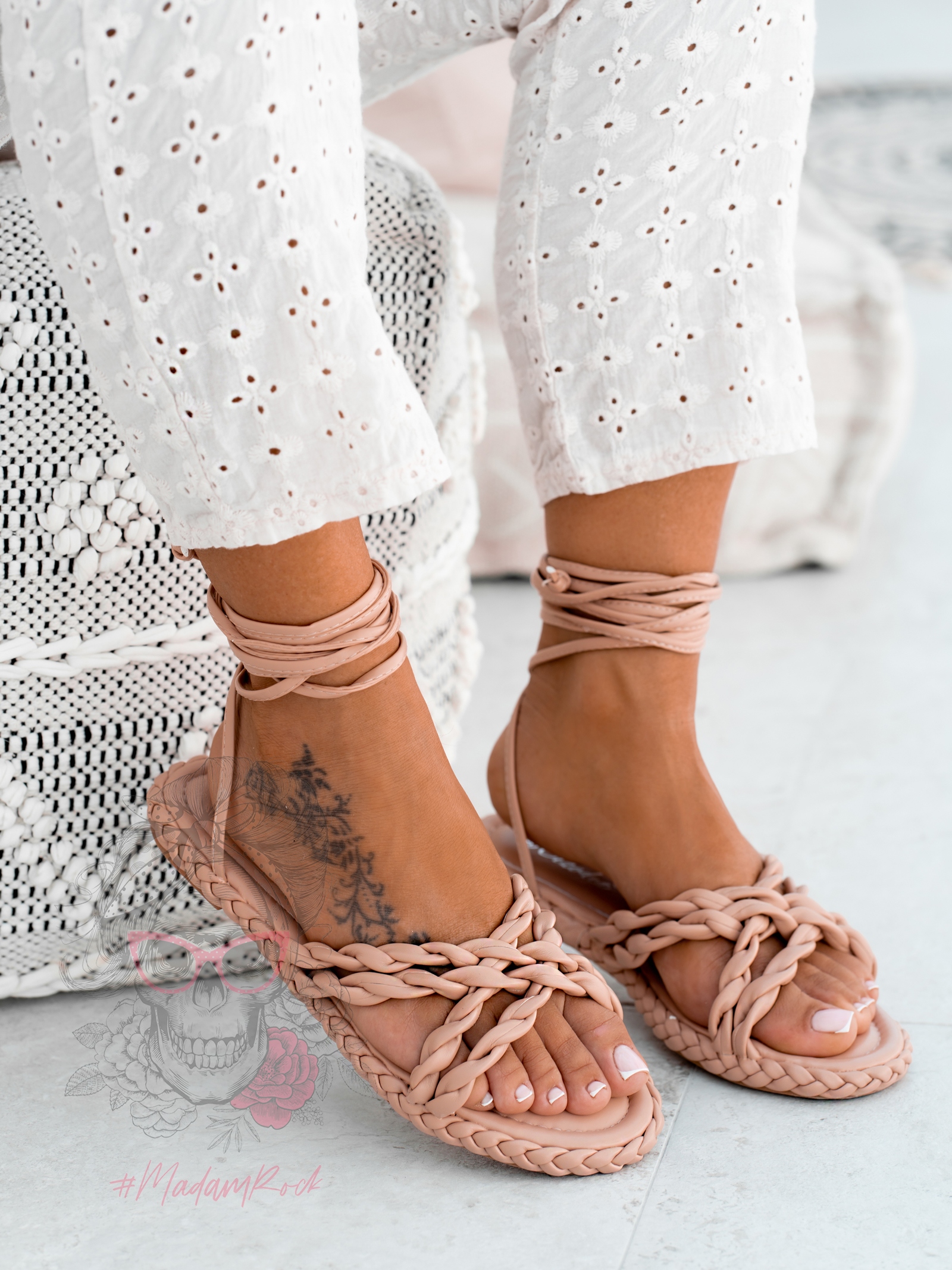 Sandały sznurowane Rock Forever Young nude