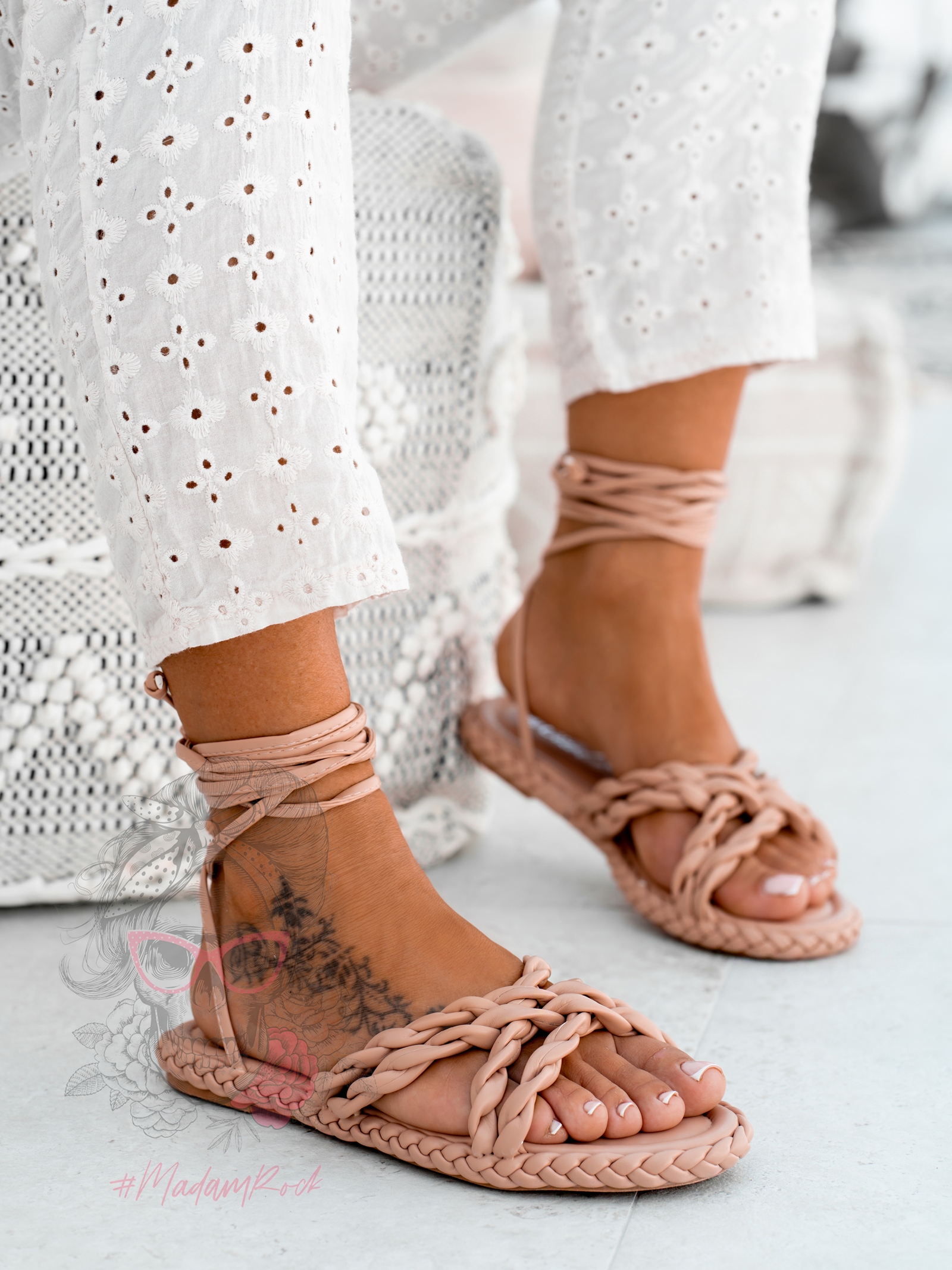 Sandały sznurowane Rock Forever Young nude