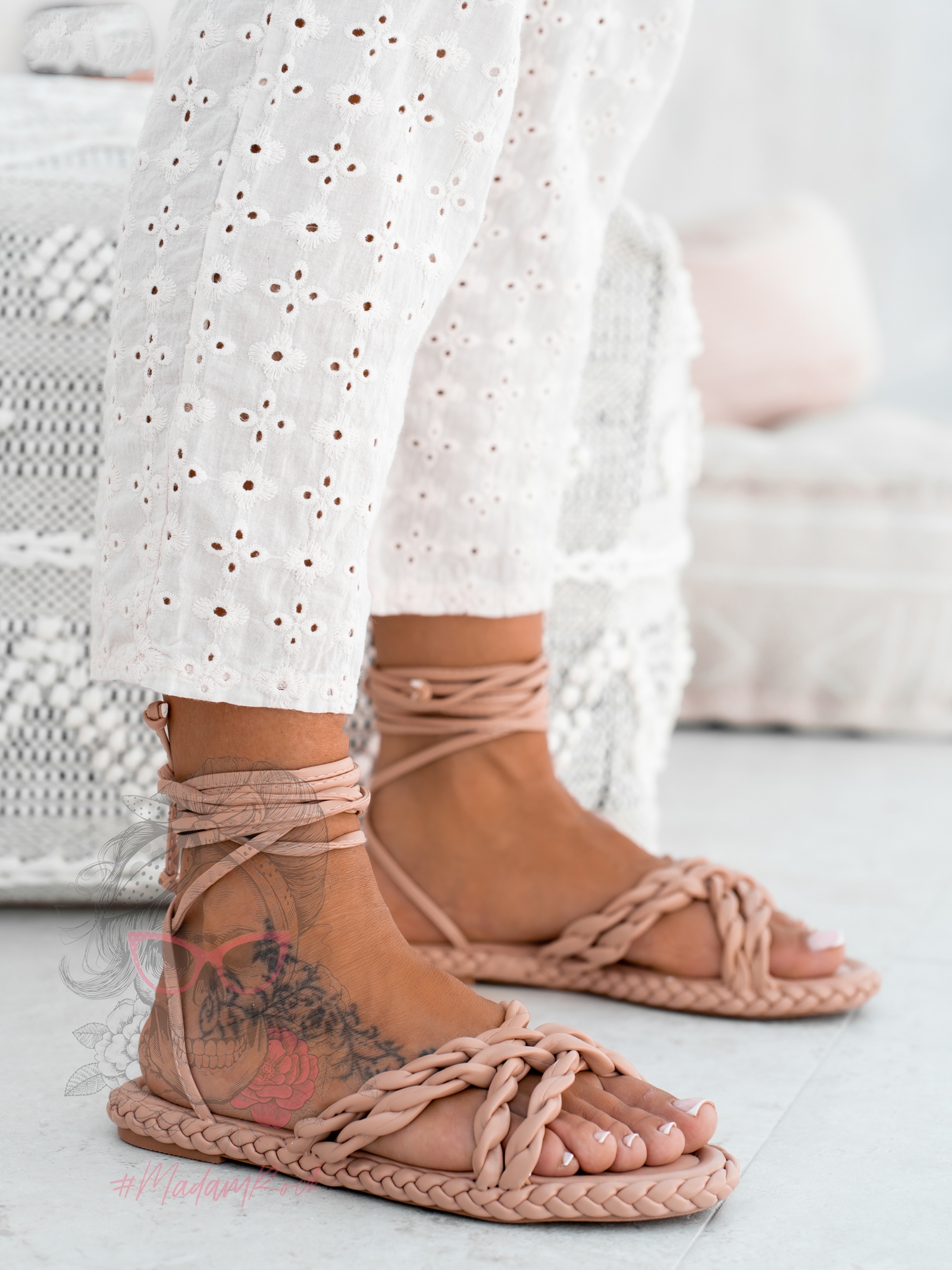 Sandały sznurowane Rock Forever Young nude