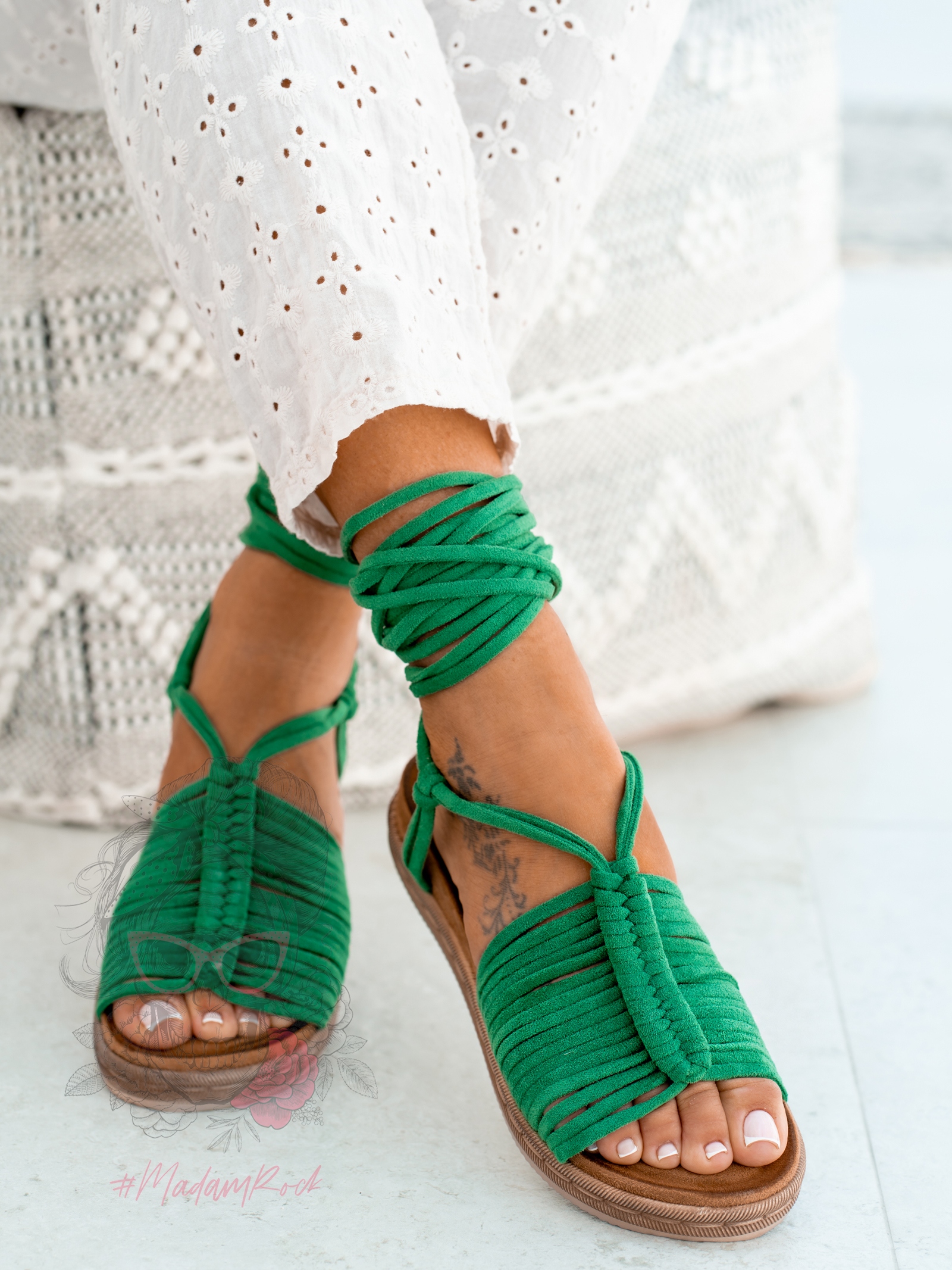 Sandały wiązane Madam Pago zielone