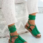 Sandały wiązane Madam Pago zielone