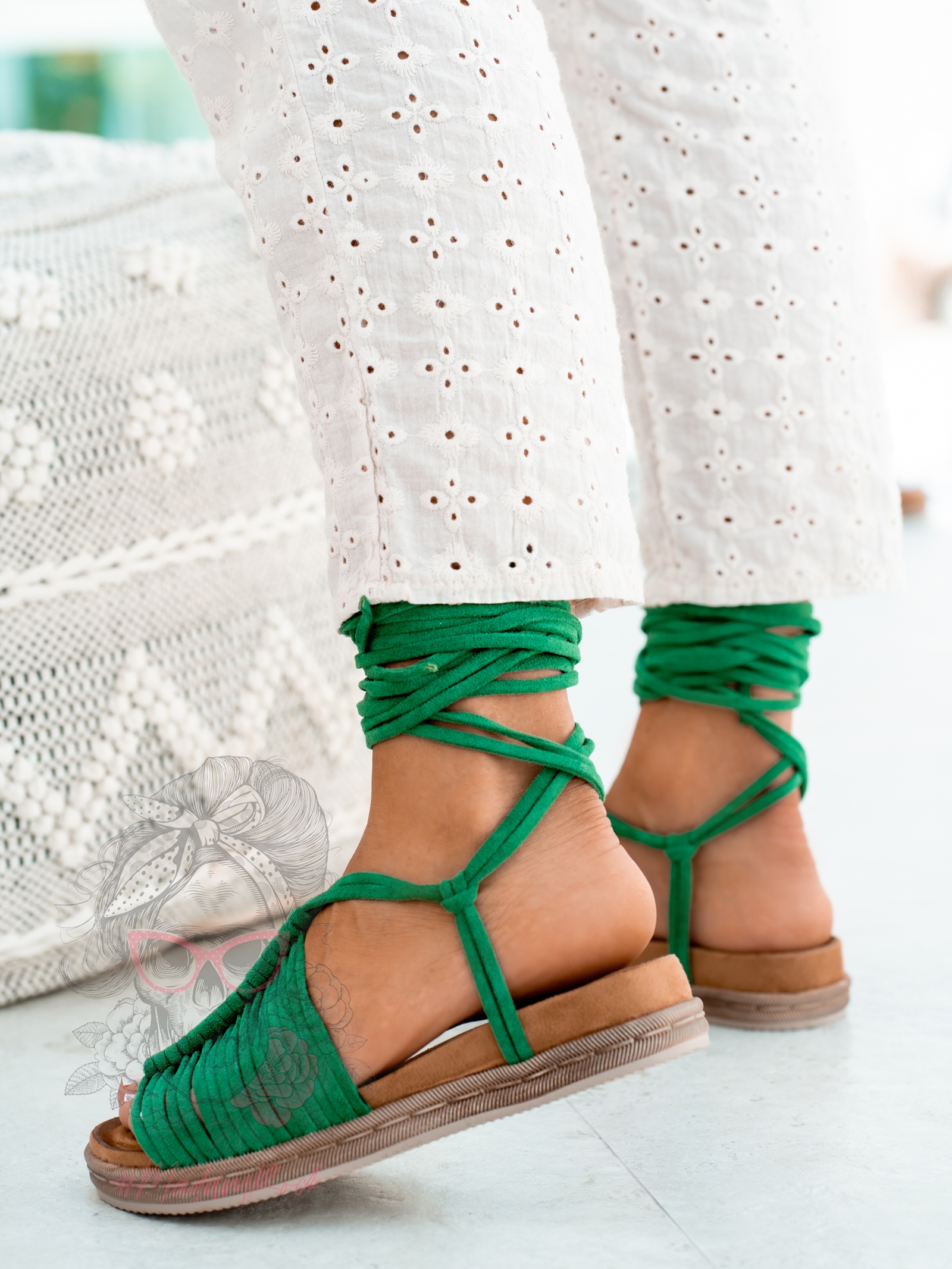 Sandały wiązane Madam Pago zielone Sandały wiązane Madam Pago zielone