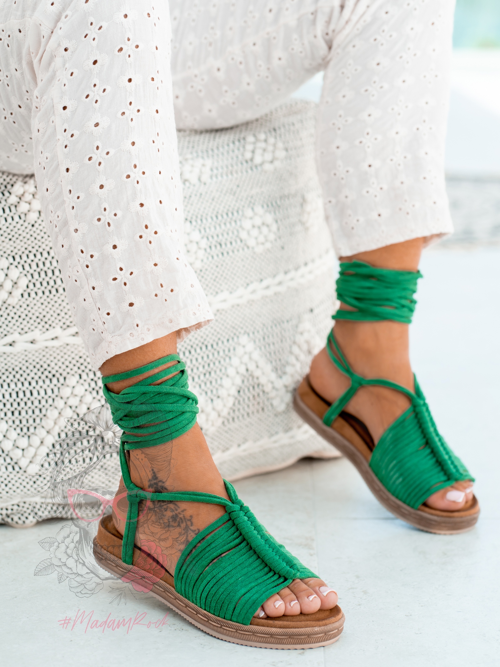 Sandały wiązane Madam Pago zielone Sandały wiązane Madam Pago zielone