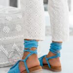 Sandały wiązane Madam Pago niebieskie