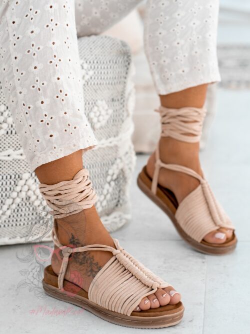 Sandały wiązane Madam Pago beżowe