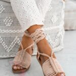 Sandały wiązane Madam Pago beżowe
