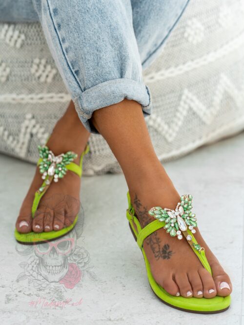 Sandały japonki Madam Partly limonka