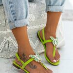 Sandały japonki Madam Partly limonka