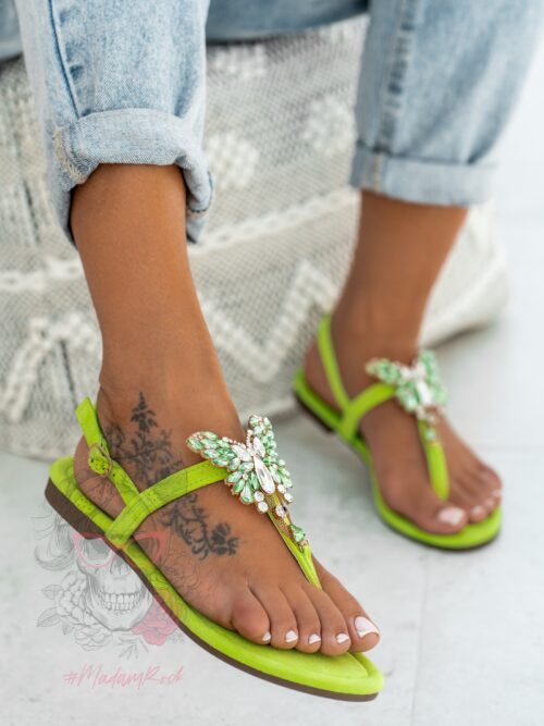 Sandały japonki Madam Partly limonka