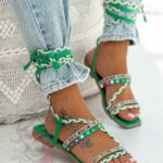 Sandały wiązane Madam DelMar II zielone