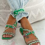 Sandały wiązane Madam DelMar II zielone