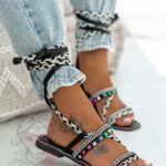 Sandały wiązane Madam DelMar II czarne